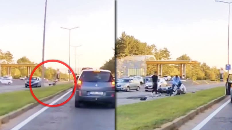 Un motociclist, rănit într-un accident în Chișinău. Momentul impactului